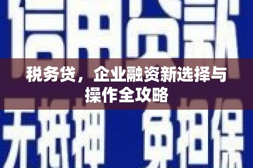广宗税务贷，企业融资新选择与操作全攻略