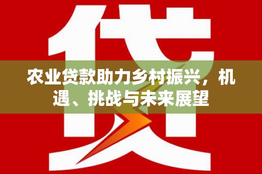 广宗农业贷款助力乡村振兴，机遇、挑战与未来展望