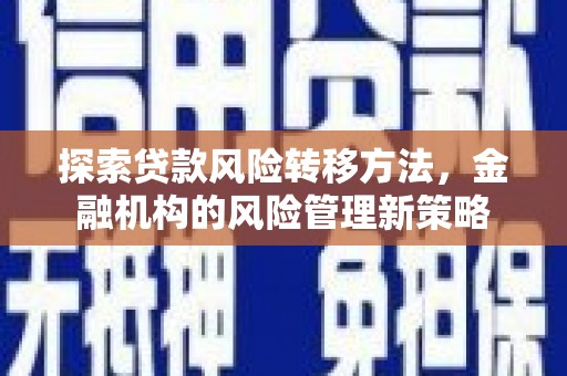 广宗探索贷款风险转移方法，金融机构的风险管理新策略