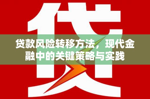 广宗贷款风险转移方法，现代金融中的关键策略与实践