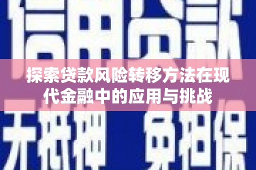 广宗探索贷款风险转移方法在现代金融中的应用与挑战