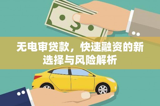 广宗无电审贷款，快速融资的新选择与风险解析