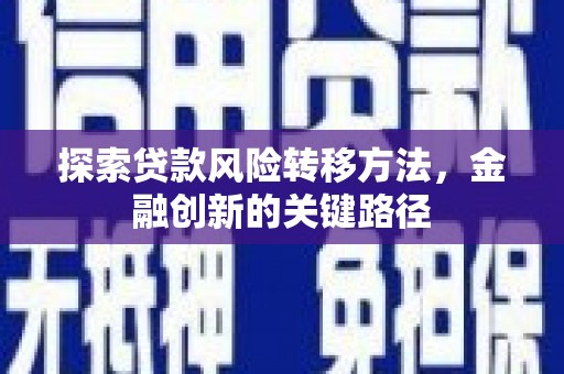 广宗探索贷款风险转移方法，金融创新的关键路径