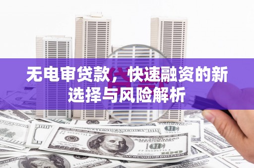 广宗无电审贷款，快速融资的新选择与风险解析