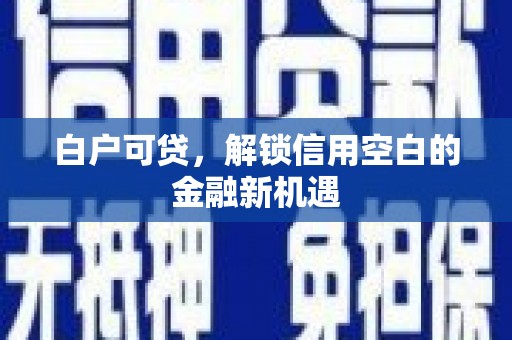 广宗白户可贷，解锁信用空白的金融新机遇