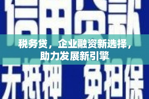 广宗税务贷，企业融资新选择，助力发展新引擎