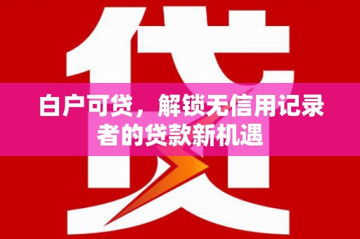 广宗白户可贷，解锁无信用记录者的贷款新机遇