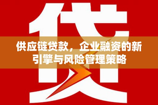 广宗供应链贷款，企业融资的新引擎与风险管理策略