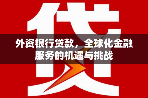 广宗外资银行贷款，全球化金融服务的机遇与挑战